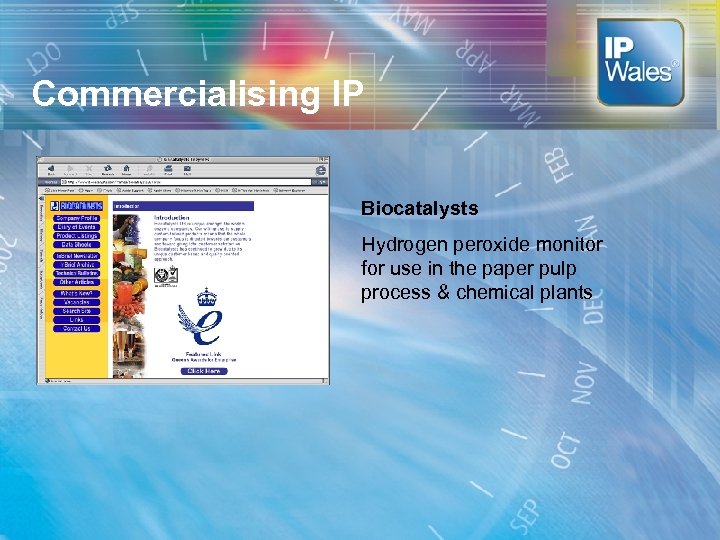 Commercialising IP Biocatalysts Hydrogen peroxide monitor for use in the paper pulp process &