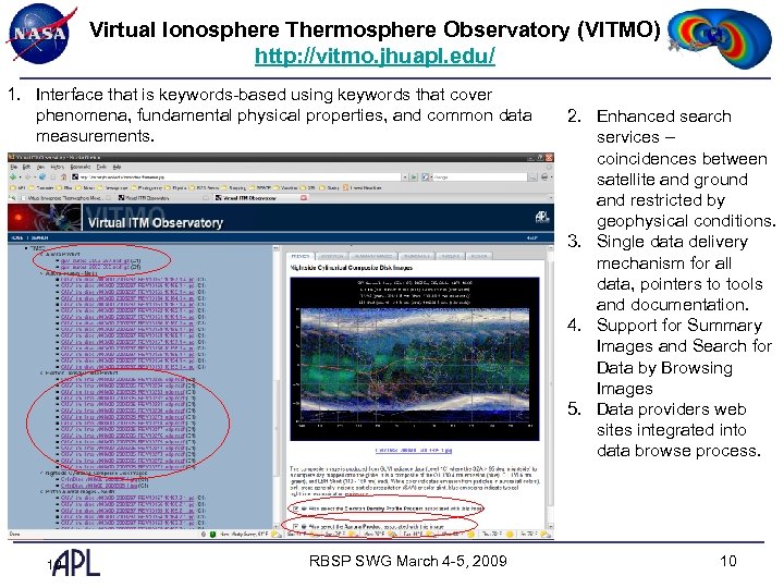 Virtual Ionosphere Thermosphere Observatory (VITMO) http: //vitmo. jhuapl. edu/ 1. Interface that is keywords-based