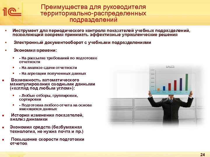 Преимущества для руководителя территориально-распределенных подразделений § Инструмент для периодического контроля показателей учебных подразделений, позволяющий