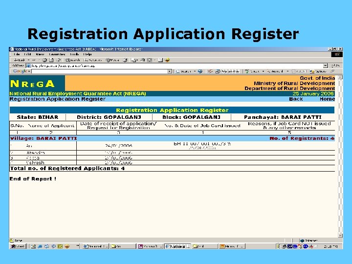 Registration Application Register 