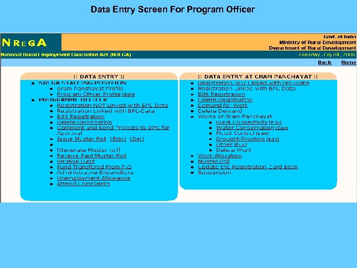 Data Entry Screen For Program Officer 