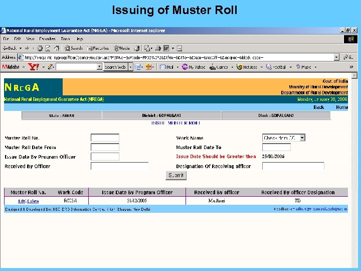 Issuing of Muster Roll 