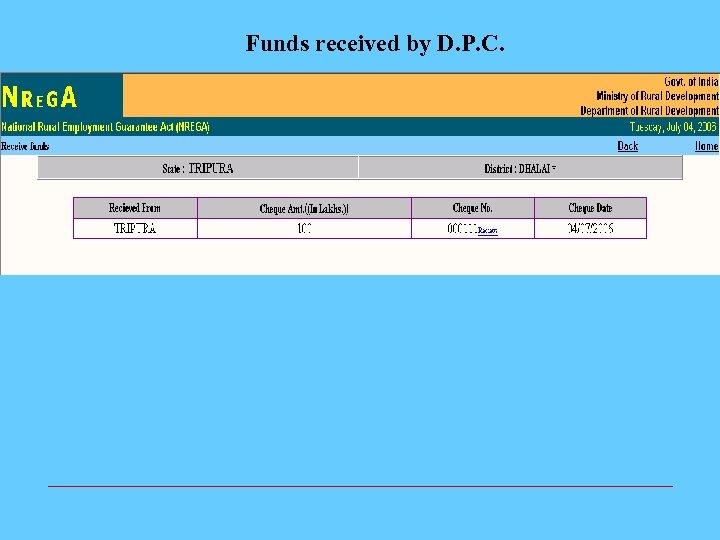 Funds received by D. P. C. 