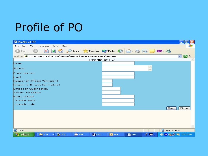 Profile of PO 