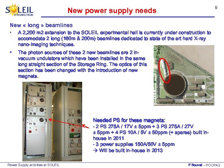 9 New power supply needs New « long » beamlines • A 2, 200