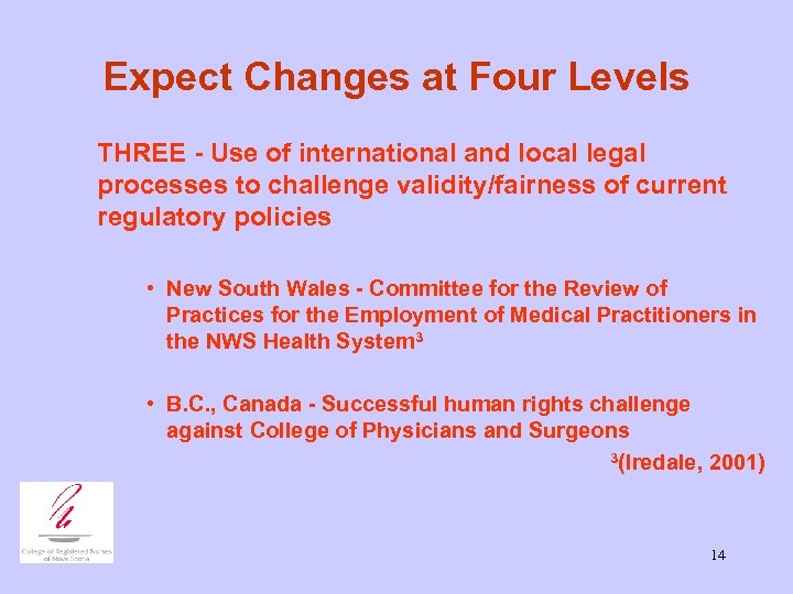 Expect Changes at Four Levels THREE - Use of international and local legal processes