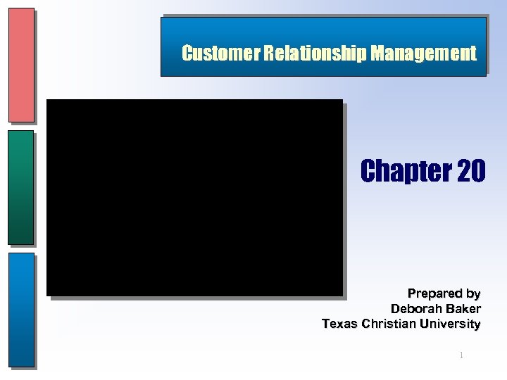 Customer Relationship Management Chapter 20 Prepared by Deborah Baker Texas Christian University 1 