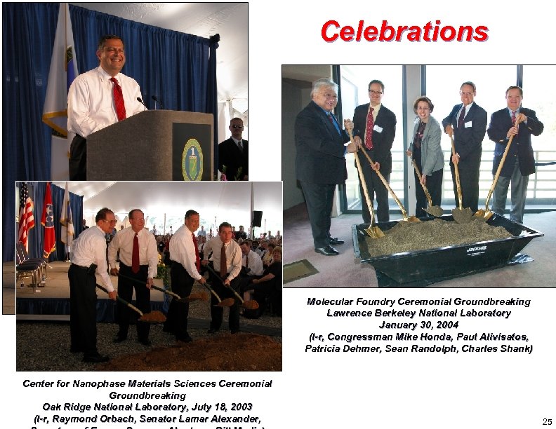 Celebrations Molecular Foundry Ceremonial Groundbreaking Lawrence Berkeley National Laboratory January 30, 2004 (l-r, Congressman