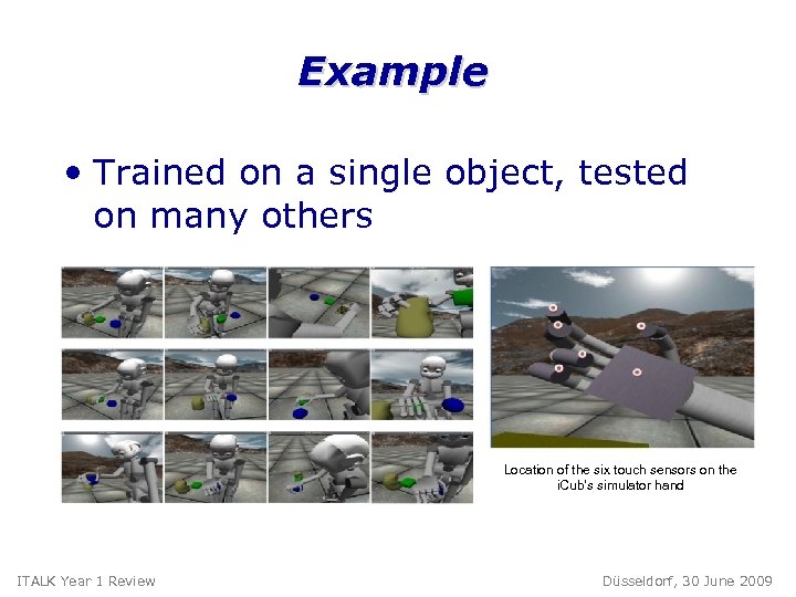 Example • Trained on a single object, tested on many others Location of the