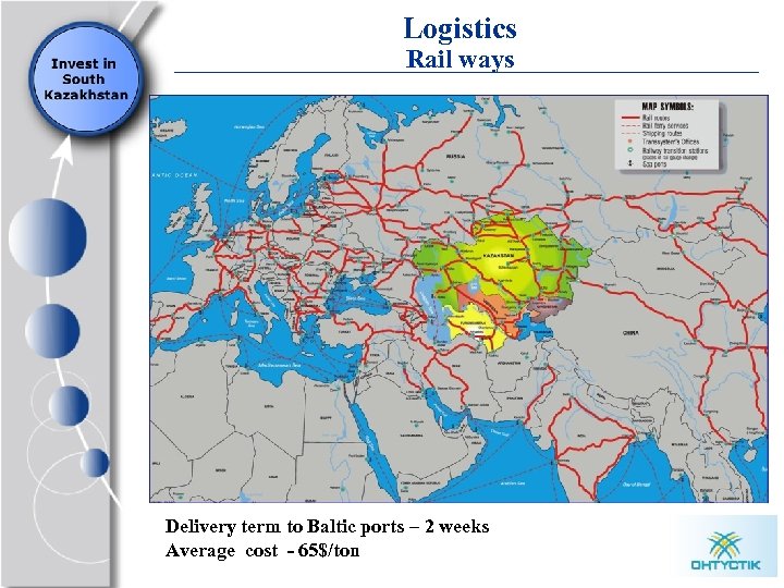 Logistics Rail ways Delivery term to Baltic ports – 2 weeks Average cost -