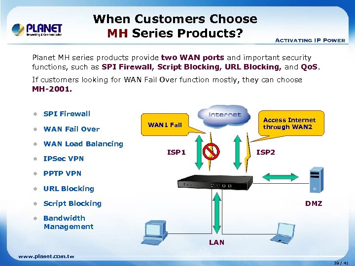 When Customers Choose MH Series Products? Planet MH series products provide two WAN ports