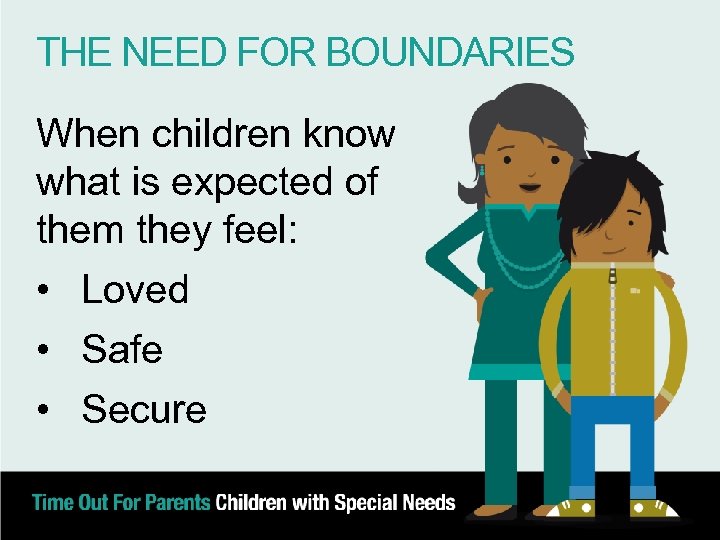 THE NEED FOR BOUNDARIES When children know what is expected of them they feel: