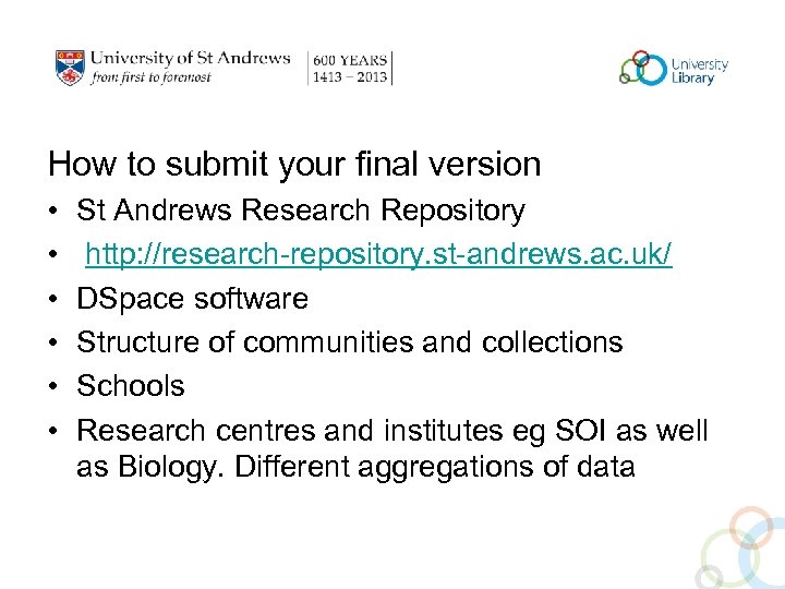 How to submit your final version • • • St Andrews Research Repository http: