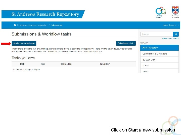 Click on Start a new submission 