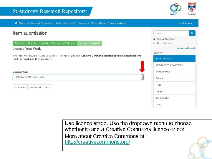 Use licence stage. Use the dropdown menu to choose whether to add a Creative