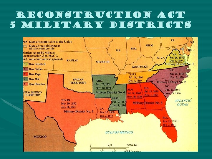 Reconstruction Act 5 Military Districts 
