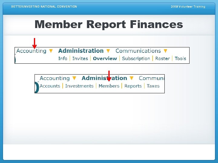 BETTERINVESTING NATIONAL CONVENTION 2009 Volunteer Training Member Report Finances 