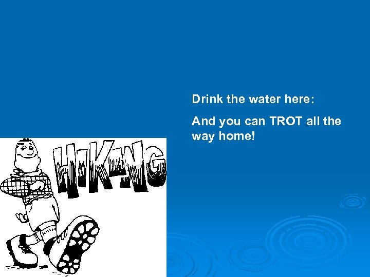 Drink the water here: And you can TROT all the way home! 