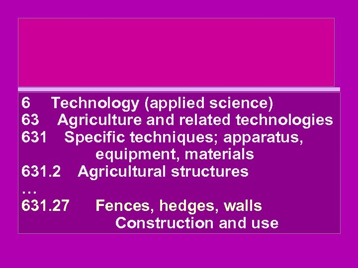6 Technology (applied science) 63 Agriculture and related technologies 631 Specific techniques; apparatus, equipment,