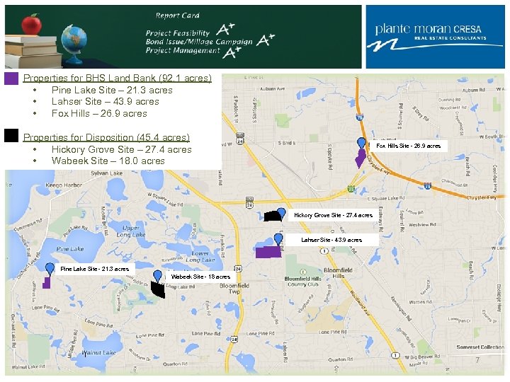 q Properties for BHS Land Bank (92. 1 acres) • Pine Lake Site –