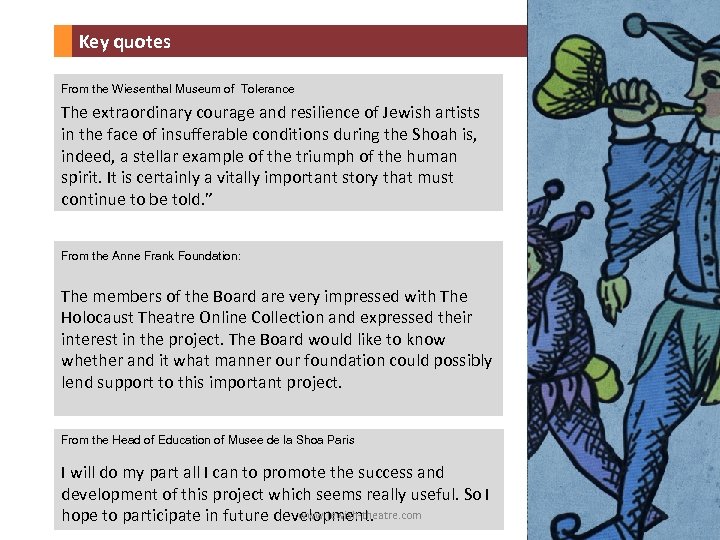 Key quotes From the Wiesenthal Museum of Tolerance The extraordinary courage and resilience of