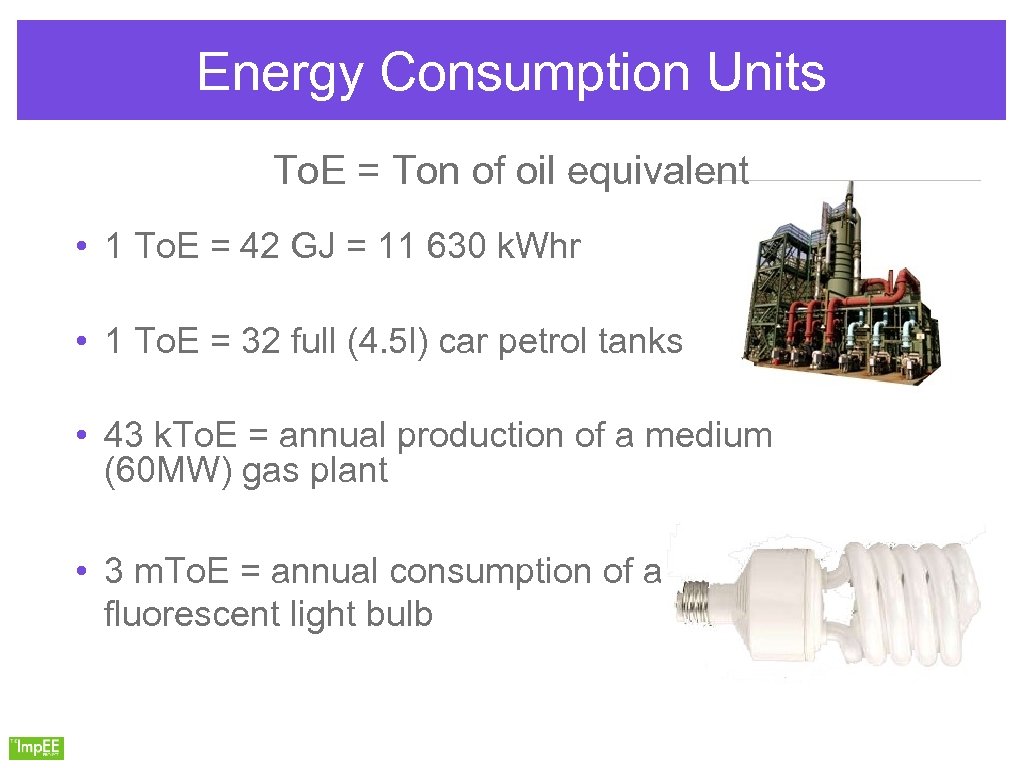Energy Consumption Units To. E = Ton of oil equivalent • 1 To. E