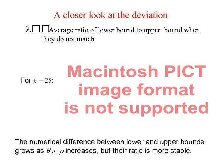A closer look at the deviation Average ratio of lower bound to upper bound