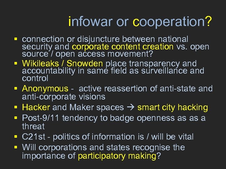 infowar or cooperation? § connection or disjuncture between national security and corporate content creation