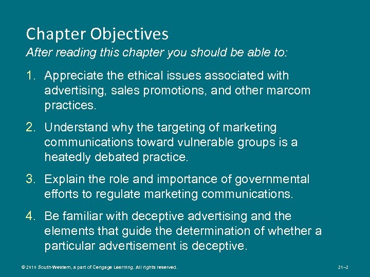 Chapter Objectives After reading this chapter you should be able to: 1. Appreciate the