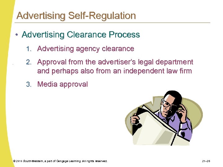 Advertising Self-Regulation • Advertising Clearance Process 1. Advertising agency clearance 2. Approval from the