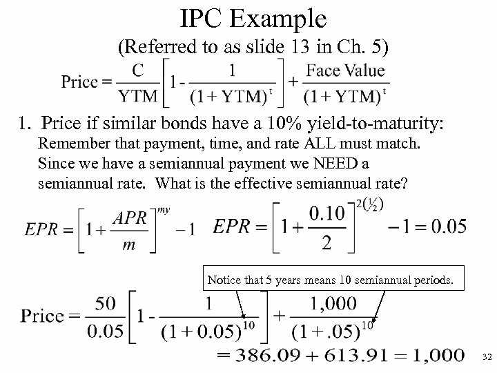IPC Example (Referred to as slide 13 in Ch. 5) 1. Price if similar