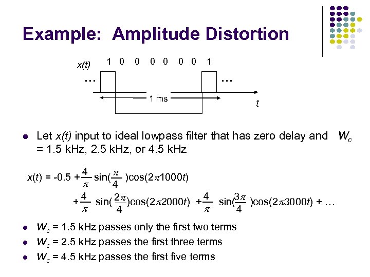 Example: Amplitude Distortion x(t) 1 0 0 . . . 0 0 1. .