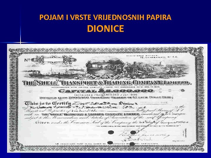POJAM I VRSTE VRIJEDNOSNIH PAPIRA DIONICE 