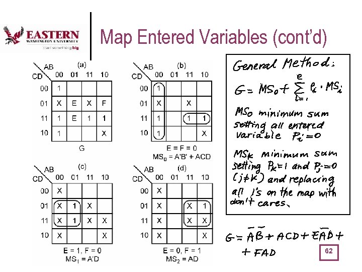 Map Entered Variables (cont’d) 62 