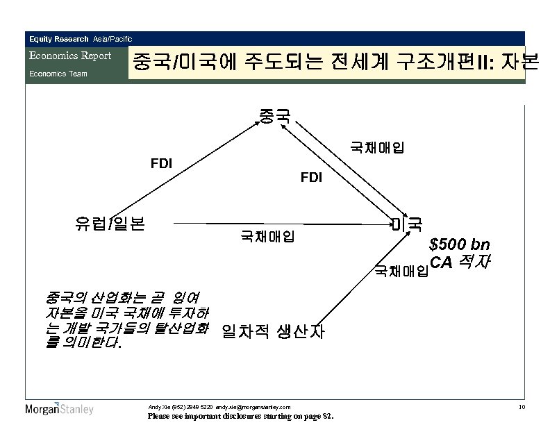 Equity Research Asia/Pacific Economics Report Economics Team 중국/미국에 주도되는 전세계 구조개편II: 자본 중국 국채매입