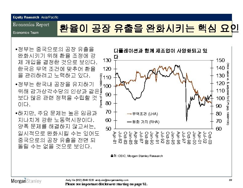 Equity Research Asia/Pacific Economics Report Economics Team 환율이 공장 유출을 완화시키는 핵심 요인 (Terms