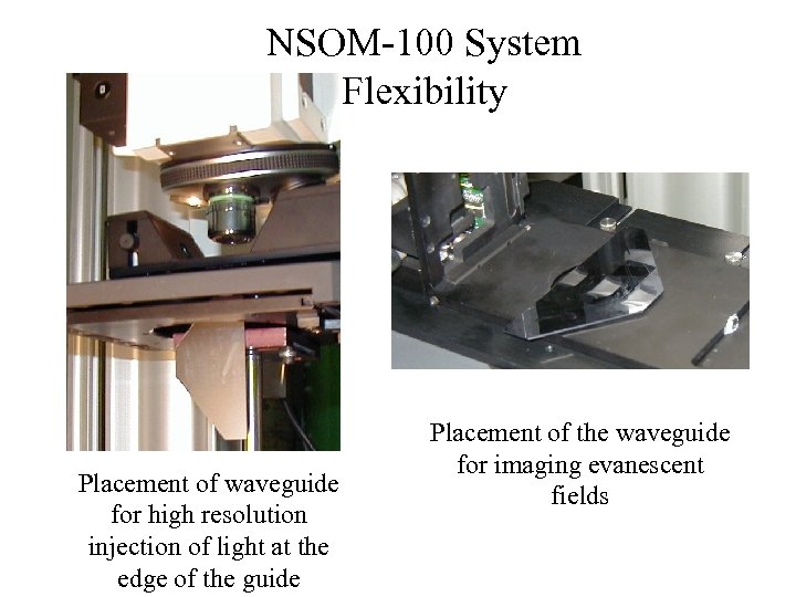 NSOM-100 System Flexibility Placement of waveguide for high resolution injection of light at the