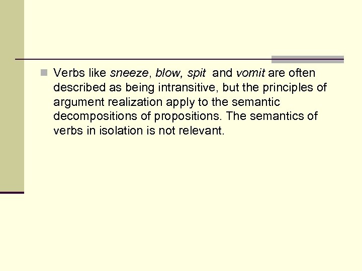 n Verbs like sneeze, blow, spit and vomit are often described as being intransitive,