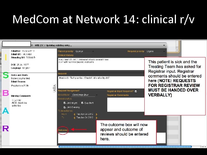 Med. Com at Network 14: clinical r/v 