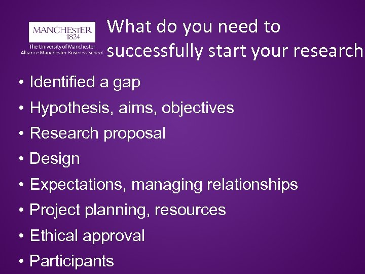 What do you need to successfully start your research • Identified a gap •