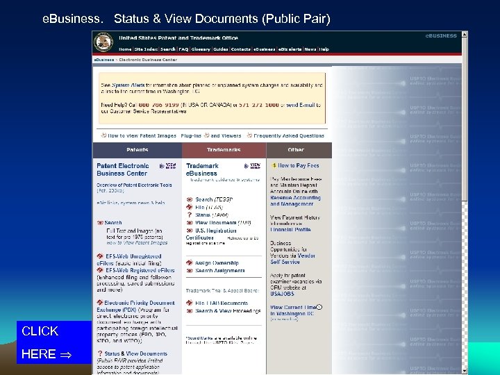 e. Business. Status & View Documents (Public Pair) CLICK HERE 