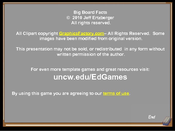 Big Board Facts © 2010 Jeff Ertzberger All rights reserved. All Clipart copyright Graphics.