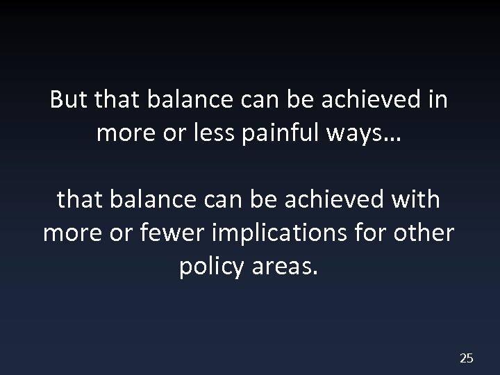 But that balance can be achieved in more or less painful ways… that balance