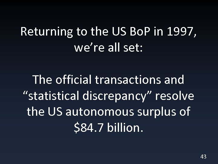 Returning to the US Bo. P in 1997, we’re all set: The official transactions