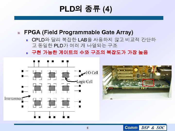 PLD의 종류 (4) FPGA (Field Programmable Gate Array) CPLD와 달리 복잡한 LAB을 사용하지 않고