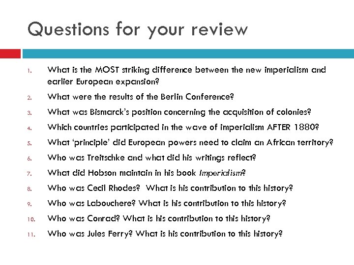 Questions for your review 1. What is the MOST striking difference between the new