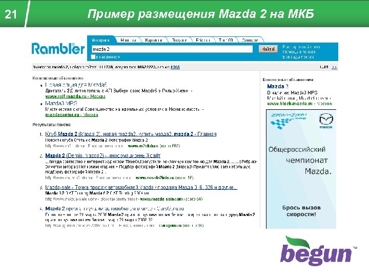 21 Пример размещения Mazda 2 на МКБ 