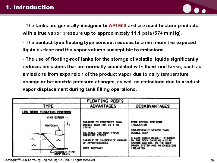 1. Introduction - The tanks are generally designed to API 650 and are used