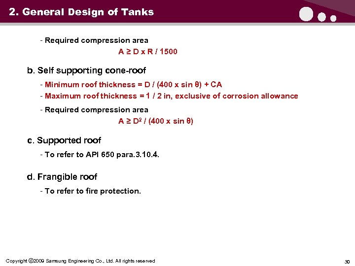 2. General Design of Tanks - Required compression area A ≥ D x R