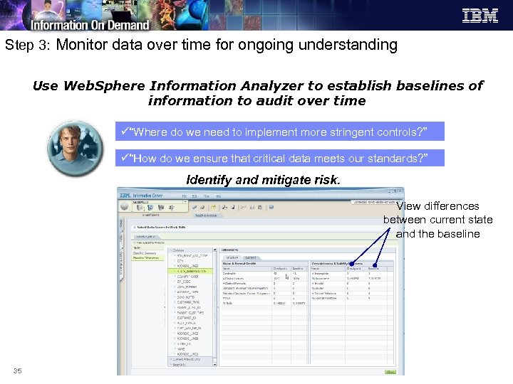 Step 3: Monitor data over time for ongoing understanding Use Web. Sphere Information Analyzer